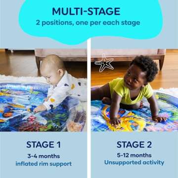 TT TUMMYTIMEZ Premium Tummy Time Water Mat, Extra Large Multi-Stage Activity Center Promoting Baby Motor & Sensory Development, Inflatable Playmat Visual Stimulation Gift Infants Toddlers Boys Girls