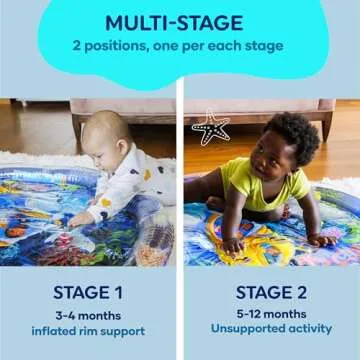 TT TUMMYTIMEZ Premium Tummy Time Water Mat, Extra Large Multi-Stage Activity Center Promoting Baby Motor & Sensory Development, Inflatable Playmat Visual Stimulation Gift Infants Toddlers Boys Girls