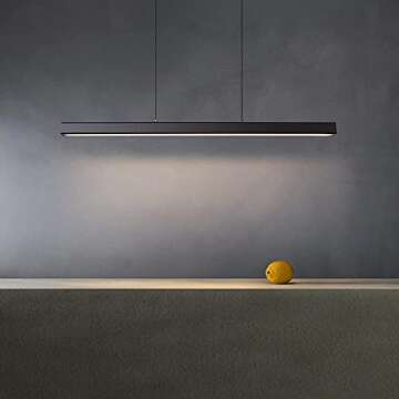 JAYMP 47" Linear Pendant Light LED Modern Chandelier Nordic Restaurant Dining Room Island Light Office Bar Hanging Lamp 4500K Natural White Light (Black, L47.2 inches)