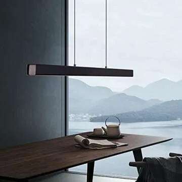 JAYMP 47" Linear Pendant Light LED Modern Chandelier Nordic Restaurant Dining Room Island Light Office Bar Hanging Lamp 4500K Natural White Light (Black, L47.2 inches)