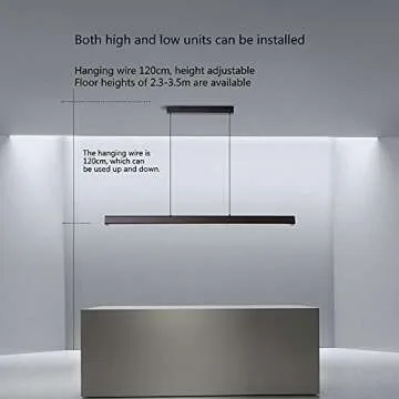 JAYMP 47" Linear Pendant Light LED Modern Chandelier Nordic Restaurant Dining Room Island Light Office Bar Hanging Lamp 4500K Natural White Light (Black, L47.2 inches)