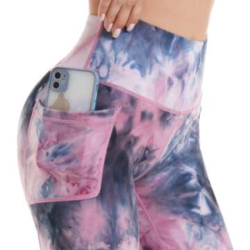 ccko High Waist Biker Shorts for Women; Tie Dye Workout Yoga Shorts with Pockets; Spandex Athletic Leggings Shorts for Gym, Running