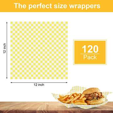 Colorful Deli Wax Paper Sheets - 120 Count for Easy Food Wrapping
