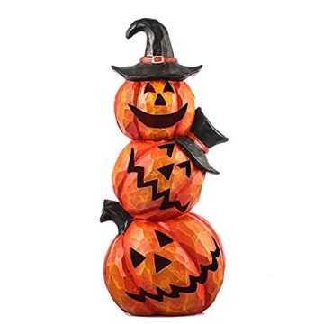 Toiyason 14inch Light Up Evil Pumpkin Scary Jack O'Stack Halloween Ornament Decoration for Outdoor I...