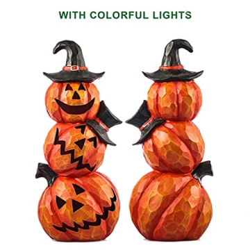 Toiyason 14inch Light Up Evil Pumpkin Scary Halloween Decor