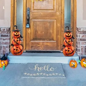 Toiyason 14inch Light Up Evil Pumpkin Scary Halloween Decor