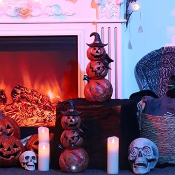 Toiyason 14inch Light Up Evil Pumpkin Scary Halloween Decor