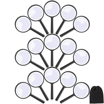 Elcoho 15 Pack Handheld Magnifier Plastic Magnifying Glass for Reading Jewelry Home Office Desk Acce...
