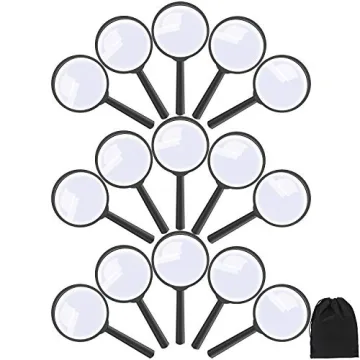 Elcoho 15 Pack Handheld Magnifier Plastic Magnifying Glass for Reading Jewelry Home Office Desk Acce...