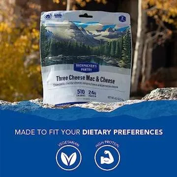 Backpacker's Pantry Three Cheese Mac & Cheese - Freeze Dried Backpacking & Camping Food - Emergency Food - 24 Grams of Protein, Vegetarian, 1 count