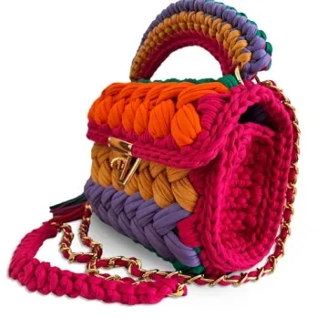 CHQEL Evening Clutch Bag for Women, Handmade Crochet Wedding Party Purse, Small Flap Formal Crossbody Handbag Evening Clutch (MULTI color)