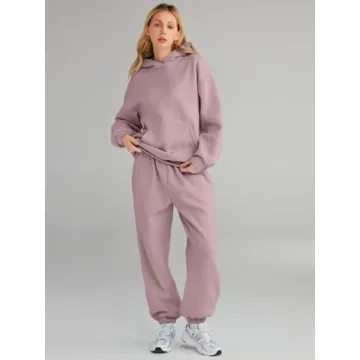 AUTOMET Sweatsuits Women 2 Piece Outfit Lounge Two Piece Sets Fall Fashion 2025 Tracksuits Oversized Sweatshirt and Sweatpants Casual Teen Girls Clothing DarkPink M