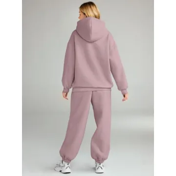 AUTOMET Sweatsuits Women 2 Piece Outfit Lounge Two Piece Sets Fall Fashion 2025 Tracksuits Oversized Sweatshirt and Sweatpants Casual Teen Girls Clothing DarkPink M