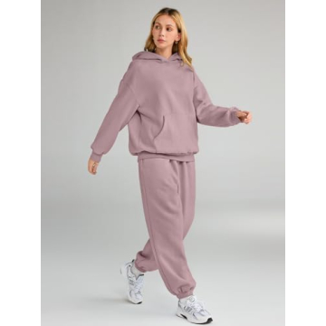 AUTOMET Sweatsuits Women 2 Piece Outfit Lounge Two Piece Sets Fall Fashion 2025 Tracksuits Oversized Sweatshirt and Sweatpants Casual Teen Girls Clothing DarkPink M