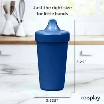 Re-Play Made in USA 10 Oz. Sippy Cups for Toddlers, Pack of 6 - Reusable Spill Proof Cups for Kids, Dishwasher/Microwave Safe - Hard Spout Sippy Cups for Toddlers 3.13" x 6.25", Crayon Box