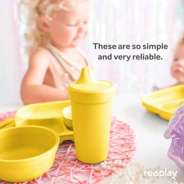 Re-Play Made in USA 10 Oz. Sippy Cups for Toddlers, Pack of 6 - Reusable Spill Proof Cups for Kids, Dishwasher/Microwave Safe - Hard Spout Sippy Cups for Toddlers 3.13" x 6.25", Crayon Box