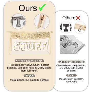 Small Boho Straw Clear Sun Makeup Bags for Women&Girls, Zipper Cosmetic Bag Chenille Varsity Letter Patch Bag, Preppy Cute Toiletry Pouch, Trendy Organizer Storage Bag for Beach Travel Essentials