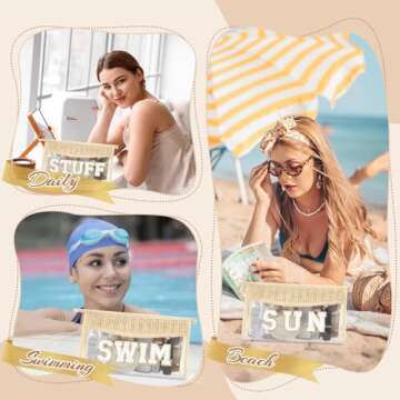 Small Boho Straw Clear Sun Makeup Bags for Women&Girls, Zipper Cosmetic Bag Chenille Varsity Letter Patch Bag, Preppy Cute Toiletry Pouch, Trendy Organizer Storage Bag for Beach Travel Essentials