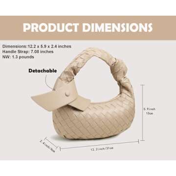 Leather Woven Bag for Women, Woven Knot Clutch Bag, Dumpling Bag Hobo Bag, Vegan Leather Top Handle Bag, Leather Purse Tote Handbag, Evening Bag, Braided Bag,Beige