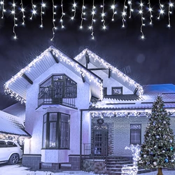 USOKYO Icicle Christmas Lights Outdoor - 480 LED 39FT String with 8 Modes