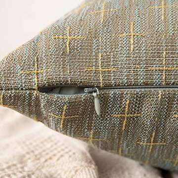 MIULEE Pack of 2 Decorative Burlap Linen Throw Pillow Covers Modern Farmhouse Pillowcase Rustic Woven Textured Cushion Cover for Sofa Couch Bed (18''x18'', Khaki)