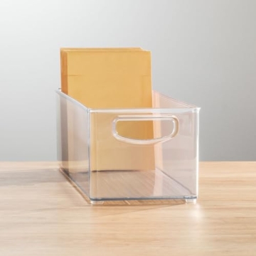 mDesign Clear Plastic Desk Organizer Bins for Supplies