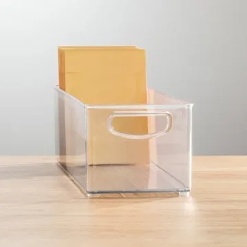 mDesign Clear Plastic Desk Organizer Bins for Supplies