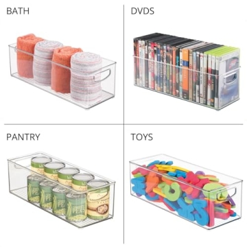 mDesign Clear Plastic Desk Organizer Bins for Supplies