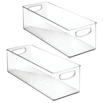 mDesign Clear Plastic Desk Organizer Bins for Supplies