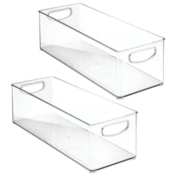 mDesign Clear Plastic Desk Organizer Bins for Supplies
