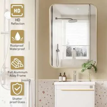 TITAMEG 22x30 Matte Gold Bathroom Mirror for Glam Spaces