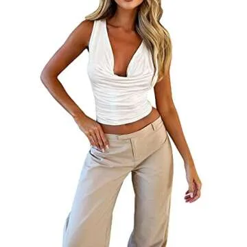 Summer Sleeveless Y2k Tank Tops for Women, Sexy Crop Top Cami Tank Shirts Camisole Vest Trendy Tops Blouse Club Streetwear (C-White, S)