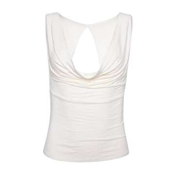 Summer Sleeveless Y2k Tank Tops for Women, Sexy Crop Top Cami Tank Shirts Camisole Vest Trendy Tops Blouse Club Streetwear (C-White, S)