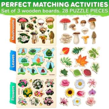 QUOKKA Wooden Puzzles for Toddlers 2-4 – 3X Set Montessori Toys Puzzles for Kids Ages 3-5 – Wood...