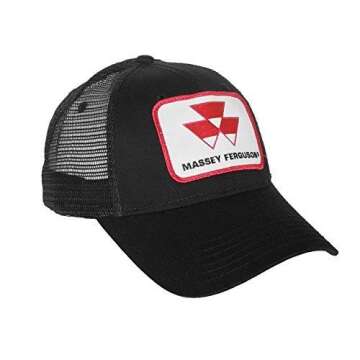 J&D Productions Black Massey Ferguson Tractor Logo Hat - Adjustable Mesh Back