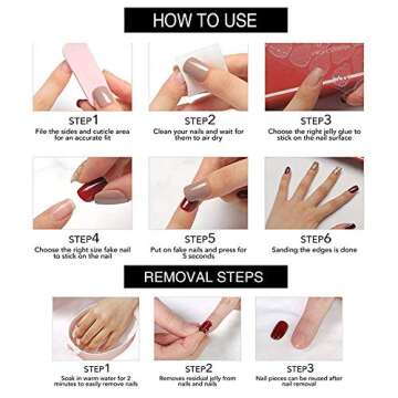 YoYoee Grey Glitter Press On Nails Coffin Long Fake Nails Acrylic Gradient False Nails Marble Full Cover Stick On Nails for Women and Girls (24 PCS)
