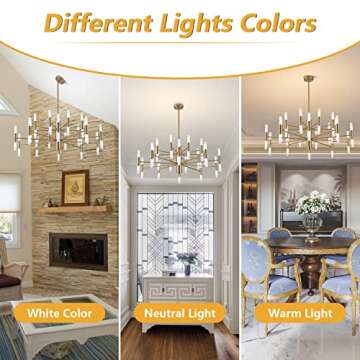 KCO Lighting Brushed Brass Sputnik Ceiling Chandelier Pendant Light