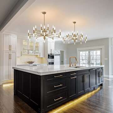 KCO Lighting Brushed Brass Sputnik Ceiling Chandelier Pendant Light