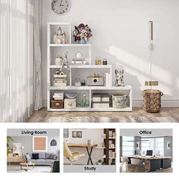 Tangkula 6-Cube Stepped Bookshelf - Stylish Wood Shelf