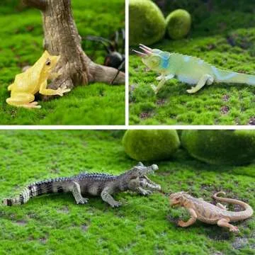 Toymany Reptile Animal Figurine Toys Set, 12 PCS Desert Amphibians Animal Figures with Komodo Dragon Lizard Snake Chameleon Rainforest Cold Blooded Animals Figures Party Favor for Kids