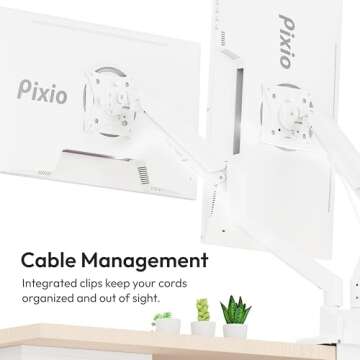 Pixio PS1D Wave White Dual Monitor Arm Stand for Desk