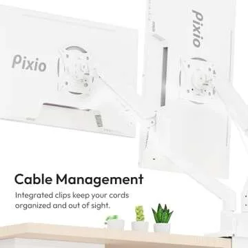 Pixio PS1D Wave White Dual Monitor Arm Stand for Desk