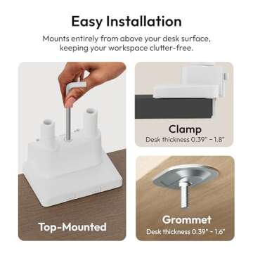 Pixio PS1D Wave White Dual Monitor Arm Stand for Desk