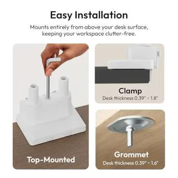 Pixio PS1D Wave White Dual Monitor Arm Stand for Desk