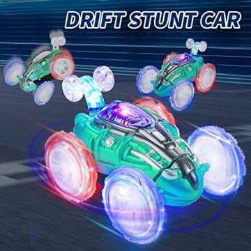 Afqjf Remote Control Car, RC Cars, 2.4GHz Electric RC Stunt Car with Sound & Light, Drift Stunt Car,...