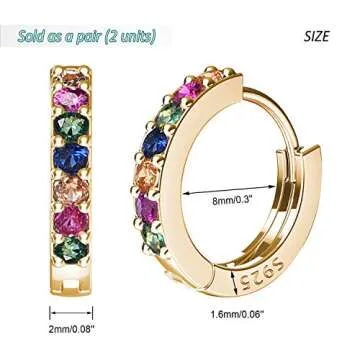 SWEETV 925 Sterling Silver Huggie Earrings for Women, 14K Gold Plated Small Huggies Hoop Earrings for Cartilage, Hypoallergenic-suitable for ages 15+
