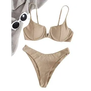 Shop Verdusa Apricot Underwire Bikini Swimsuit for Women