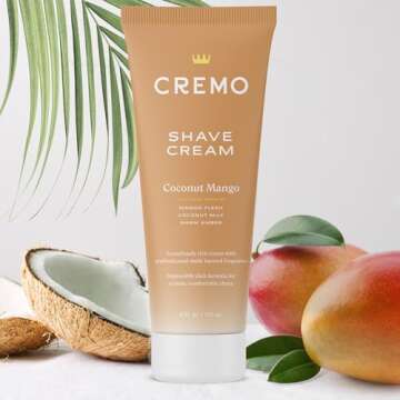 Cremo Womens Shaving Cream Sensitive Skin, Moisturizing, Coconut Mango, Ultra-Slick Shave Cream for Women, Fights Nicks, Cuts and Razor Burn, 6 Fl Oz (Pack of 2)