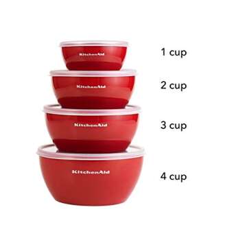 KitchenAid Classic Prep Bowls with Lids Set of 4 Small Nesting Bowls for Ingredient Prep and Storage, Dishwasher Safe
