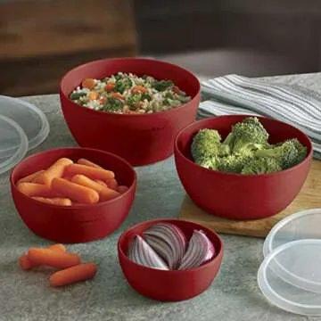 KitchenAid Classic Prep Bowls with Lids Set of 4 Small Nesting Bowls for Ingredient Prep and Storage, Dishwasher Safe